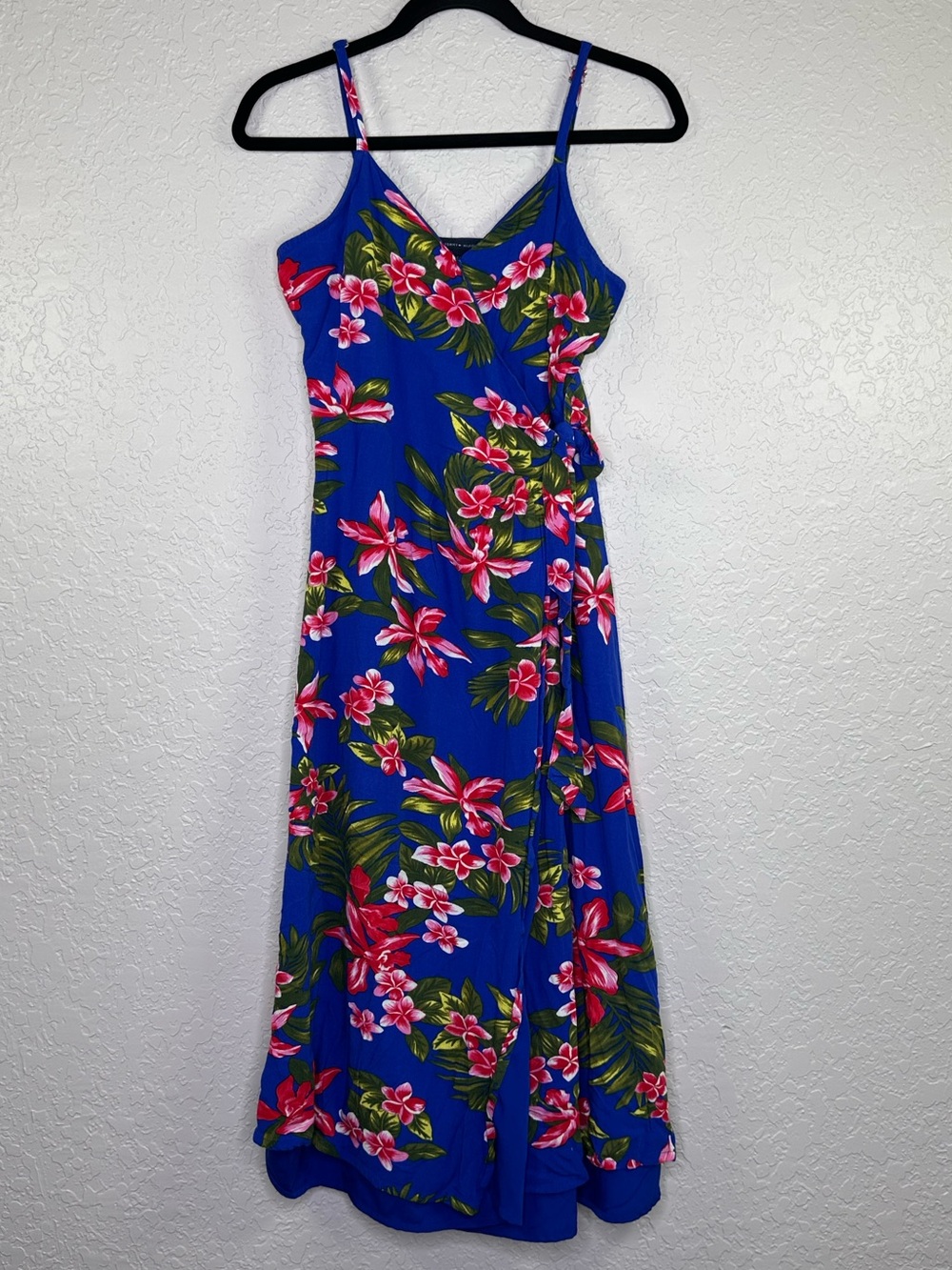 Tommy Hilfiger Royal Blue Tropical Floral Wrap Maxi Dress Size S